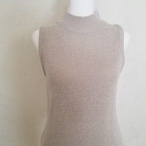 Ann Taylor Taupe Small Short Sleeve Mock Neck Sweater. New with tags.